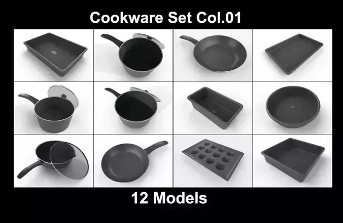 Cookware Set 01 - 12 Models 3D Model Collection