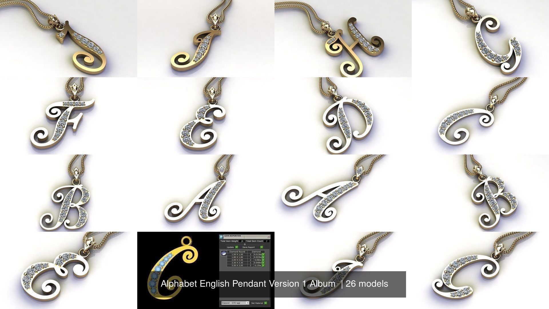Alphabet English Pendant Version 1 Album  3D Model Collection_2