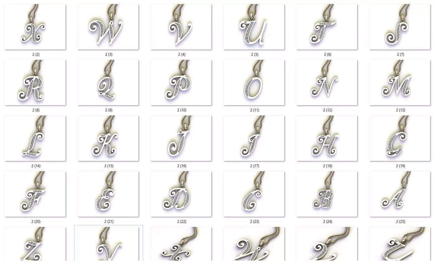 Alphabet English Pendant Version 1 Album  3D Model Collection_0