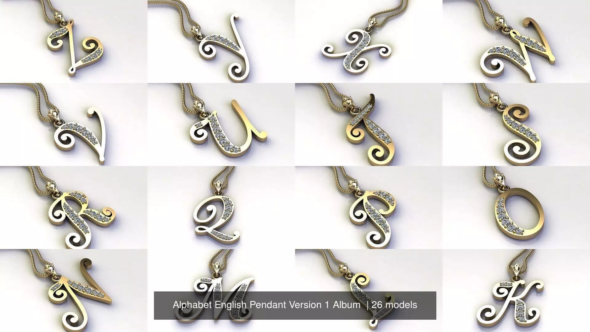 Alphabet English Pendant Version 1 Album  3D Model Collection_1