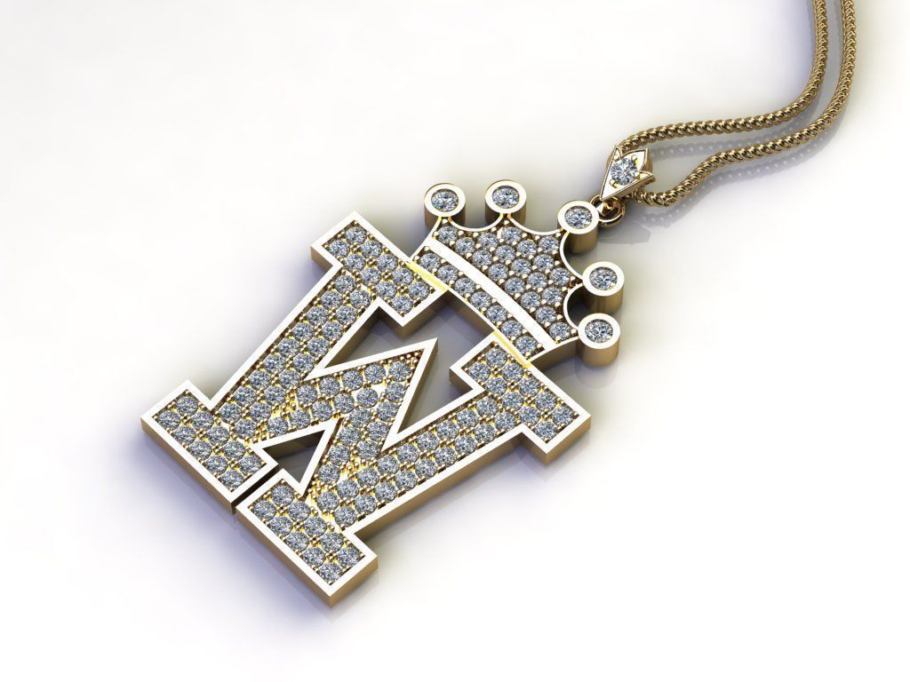 W Letter Pendant 3D print model_3