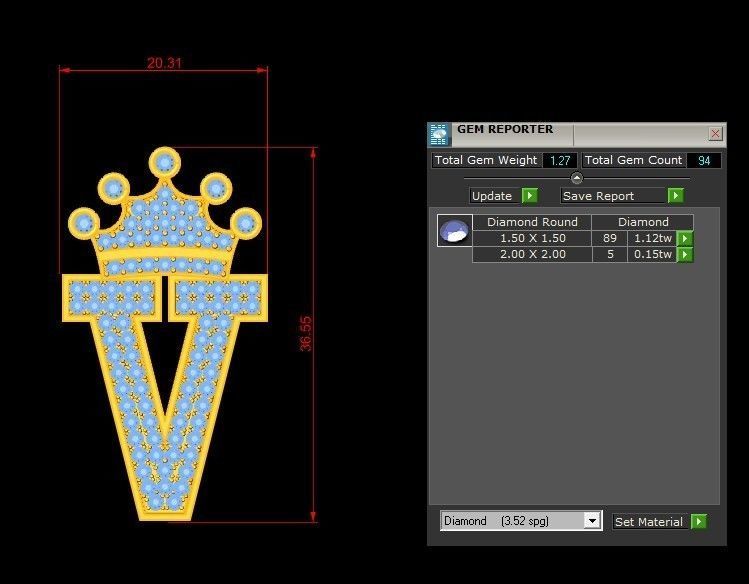 V Letter Pendant 3D print model_1