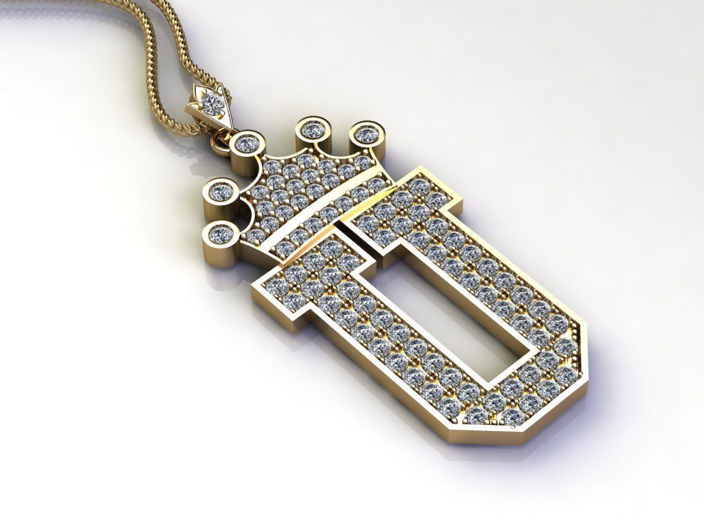 U Letter Pendant 3D print model_4