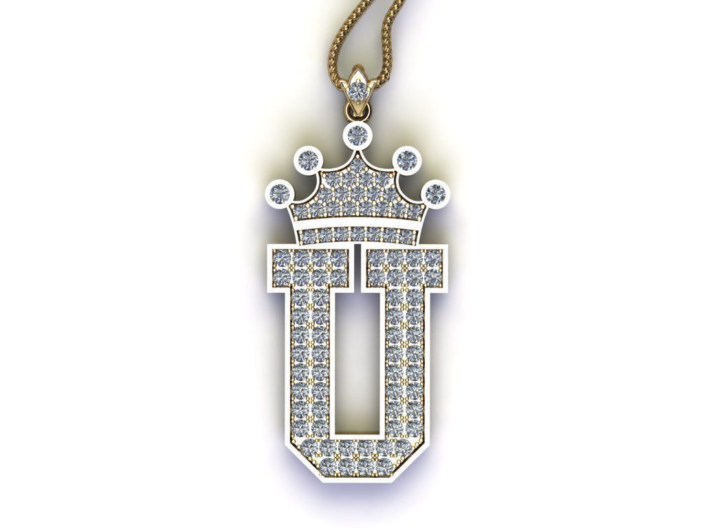 U Letter Pendant 3D print model_2