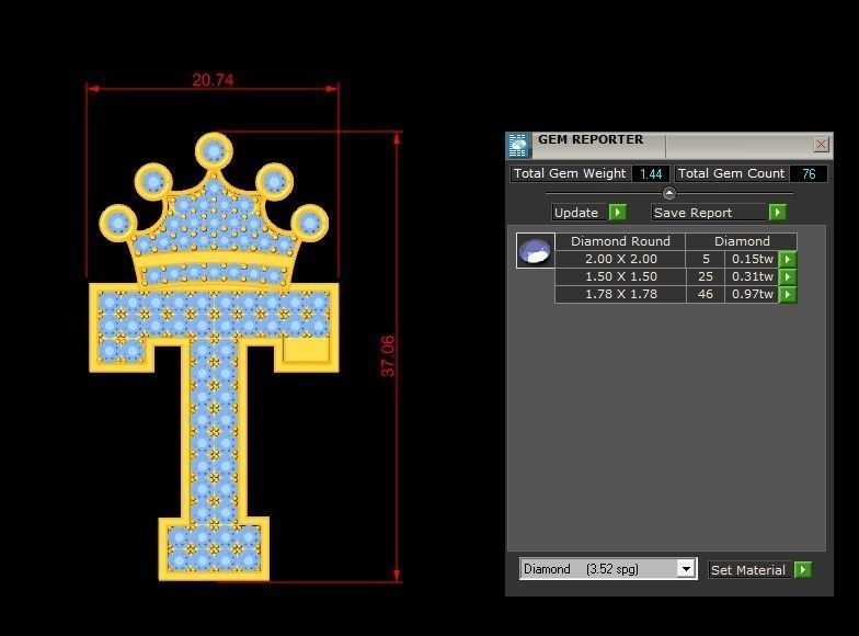 T Letter Pendant 3D print model_1