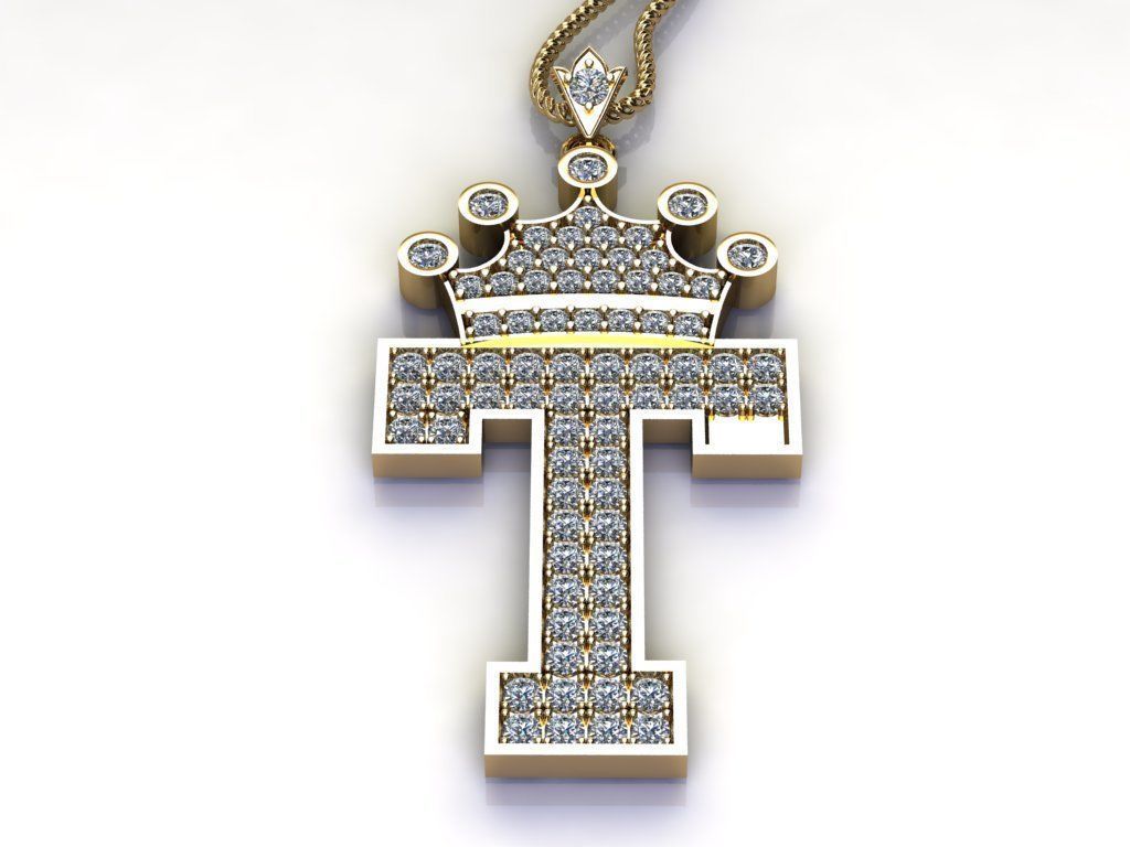 T Letter Pendant 3D print model_4