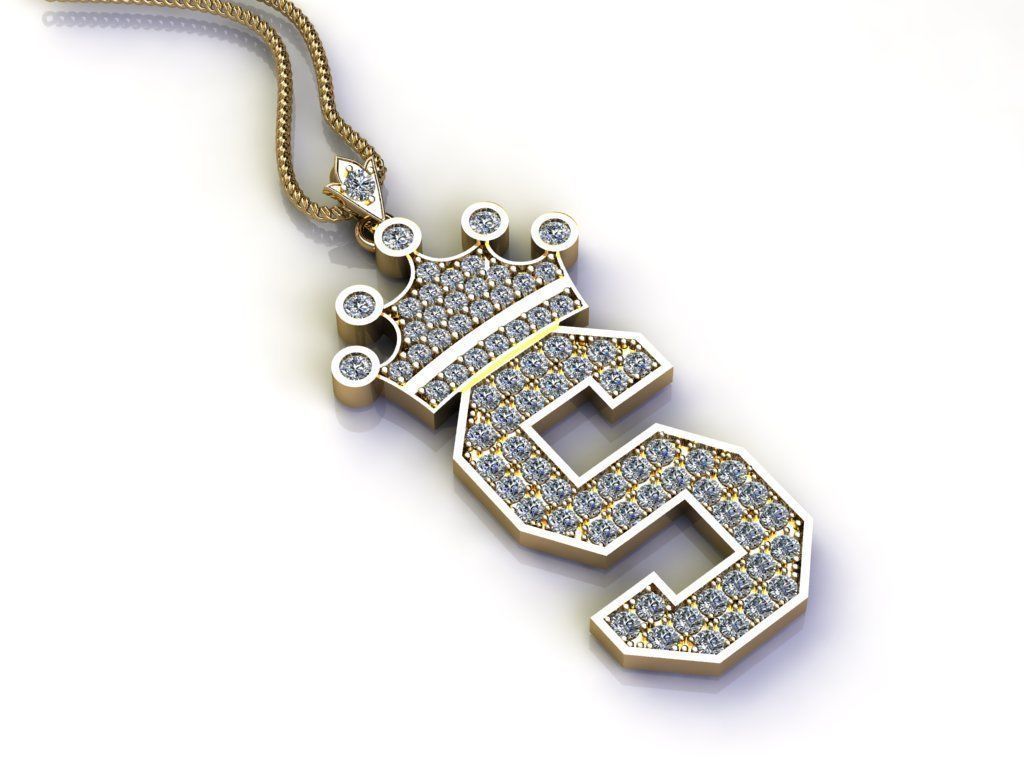 S Letter Pendant 3D print model_3