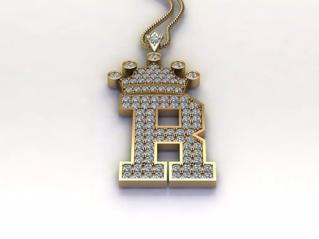 R Letter Pendant 3D print model_0