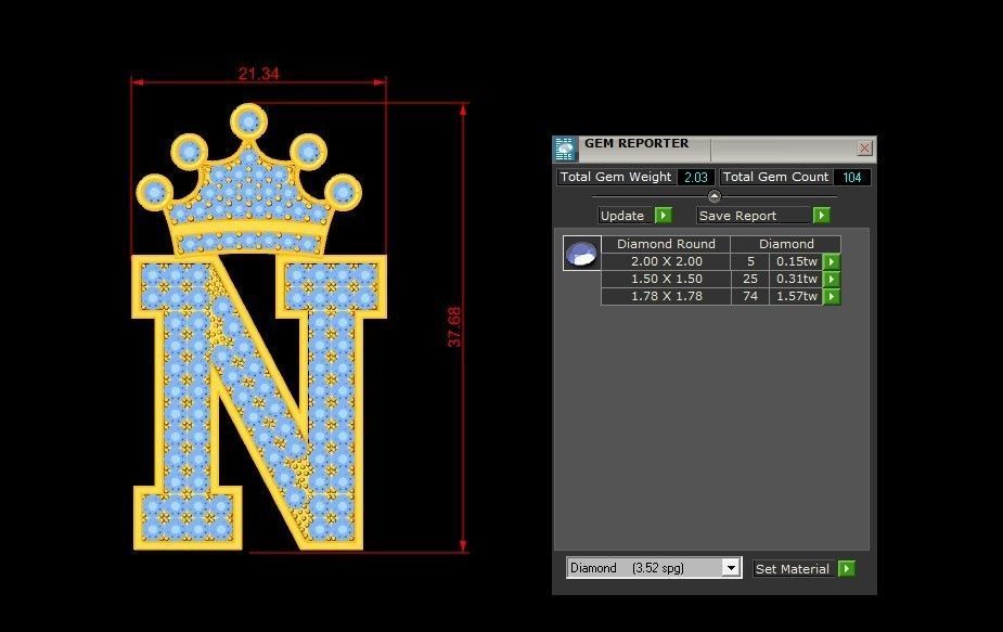 N Letter Pendant 3D print model_1