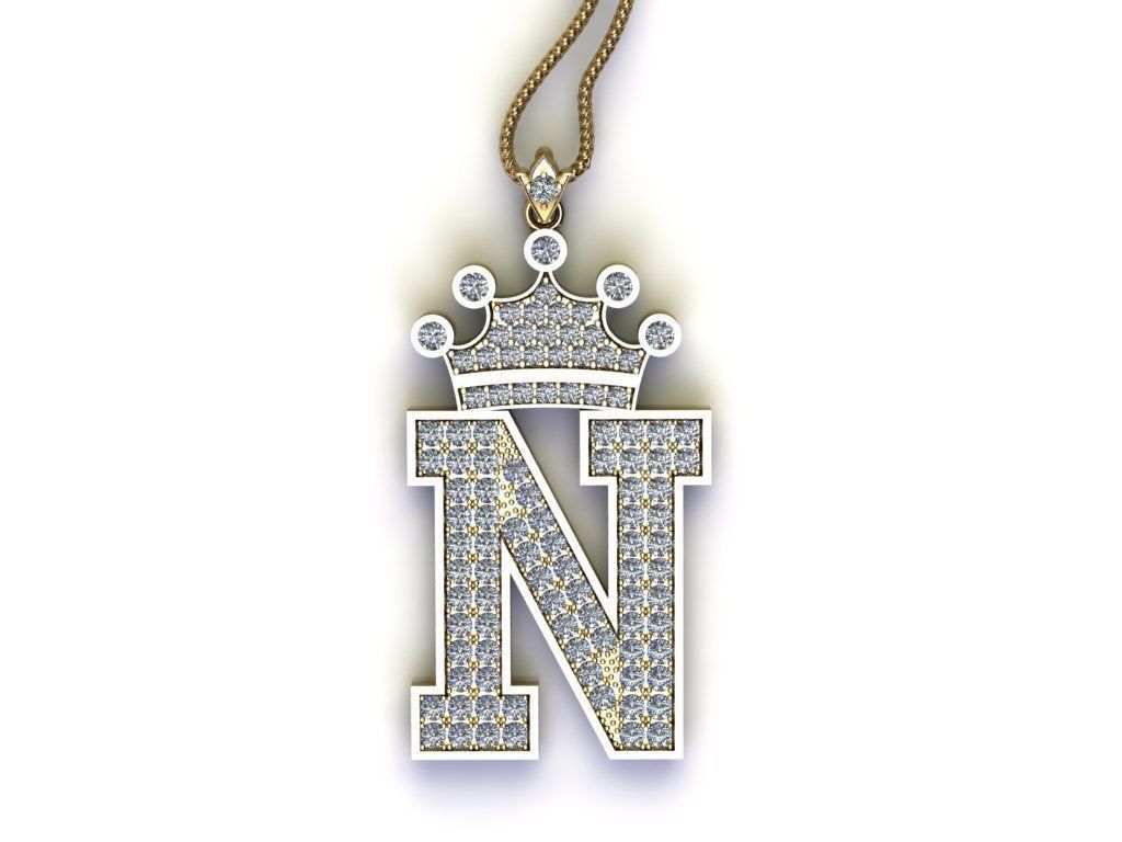 N Letter Pendant 3D print model_2