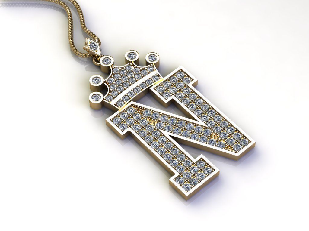 N Letter Pendant 3D print model_3