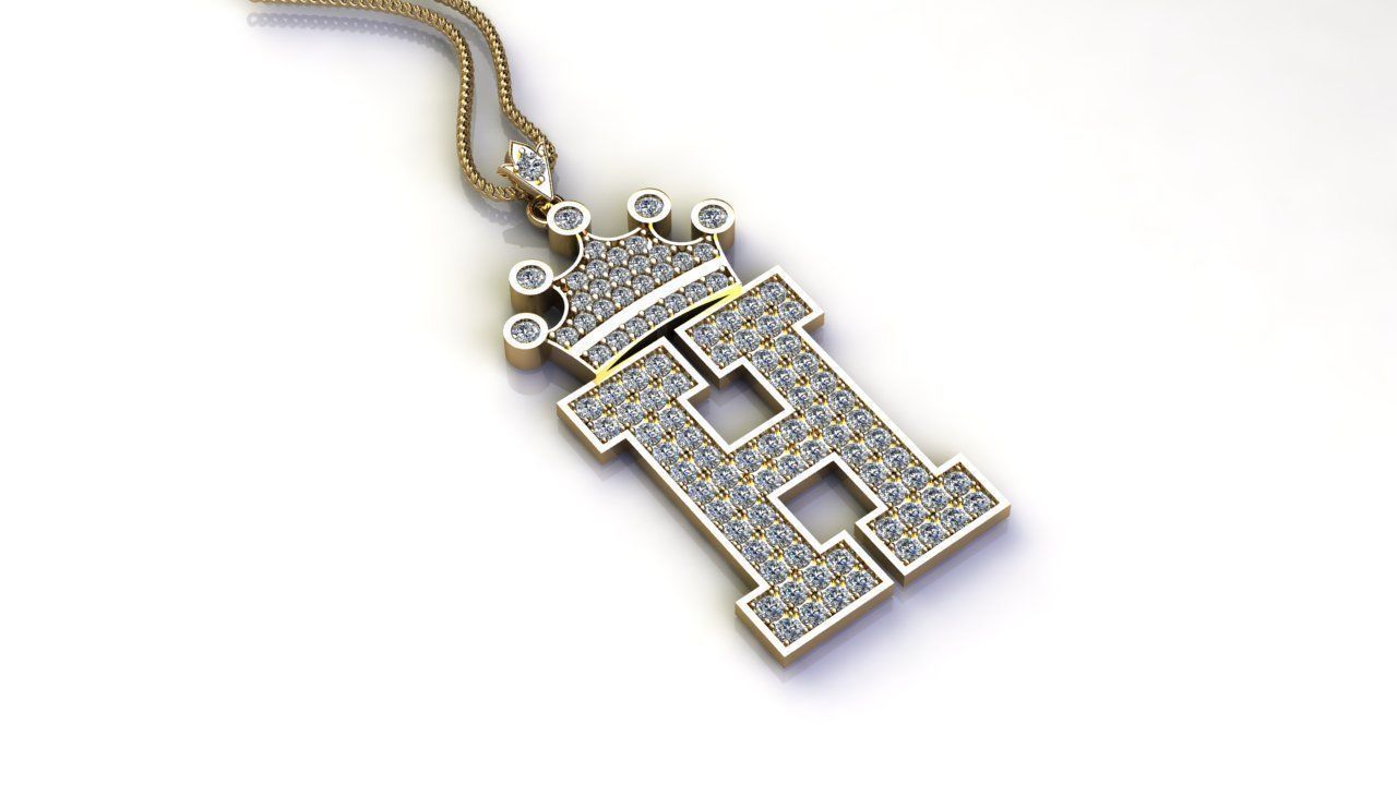 H Letter Pendant 3D print model_3