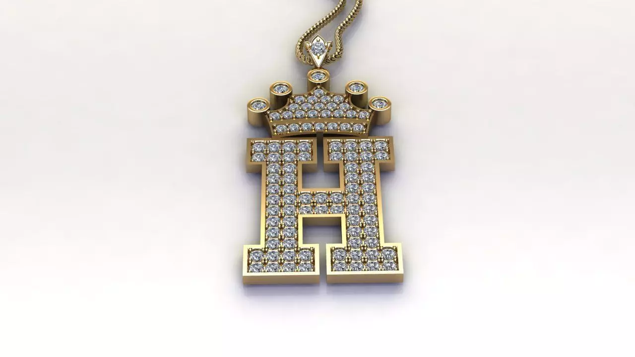 H Letter Pendant 3D print model_0