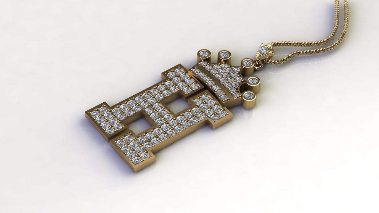 H Letter Pendant 3D print model_4