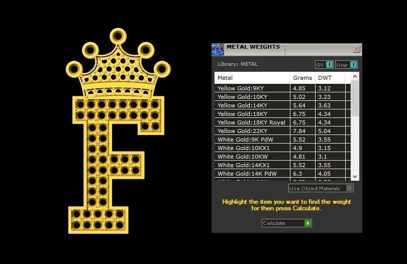 F Letter Pendant 3D print model_5