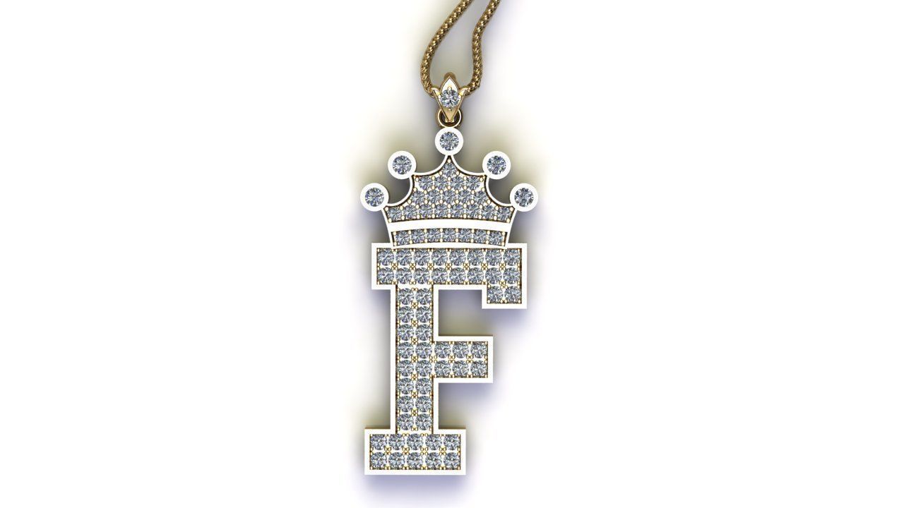 F Letter Pendant 3D print model_2