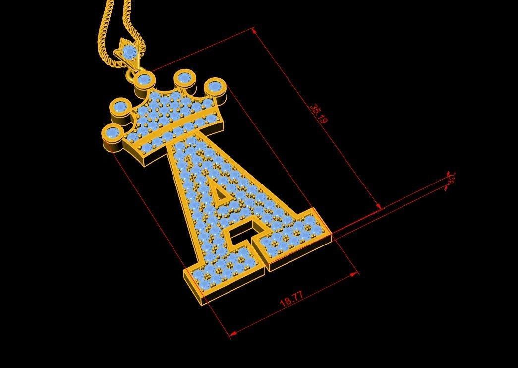 A Letter Pendant 3D print model_4
