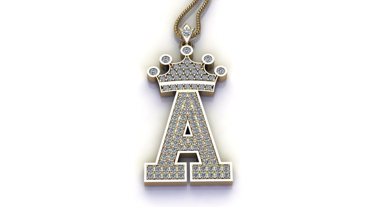 A Letter Pendant 3D print model_5