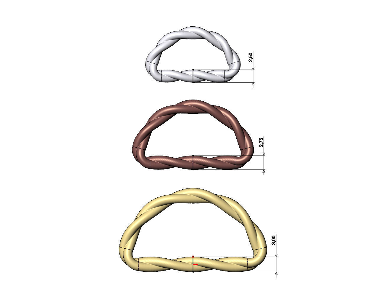 Braided D link strap sliders hardwear 3D print model_8