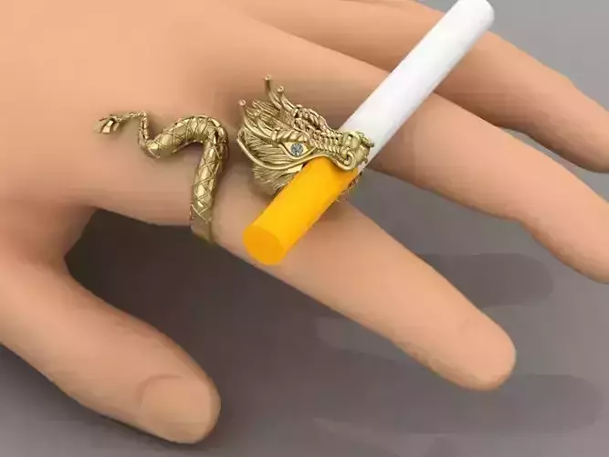 dragon cigarette holder ring 3D print model