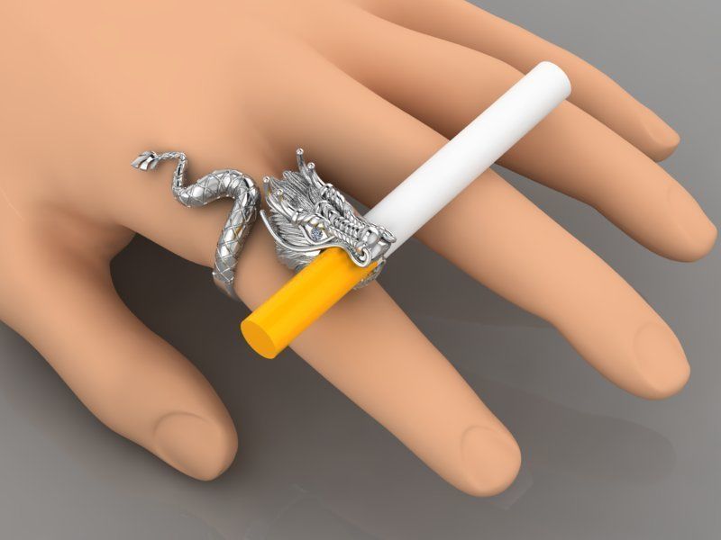 ring that holds cigarette dragon cigarette holder ring 3D model 3D printable