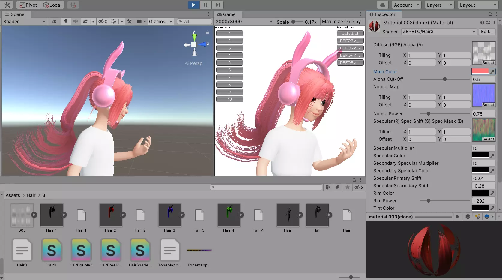 Hair with Headphone 3D Modeling Zepeto Unity Prefab FBX 003 Low-poly 3D model