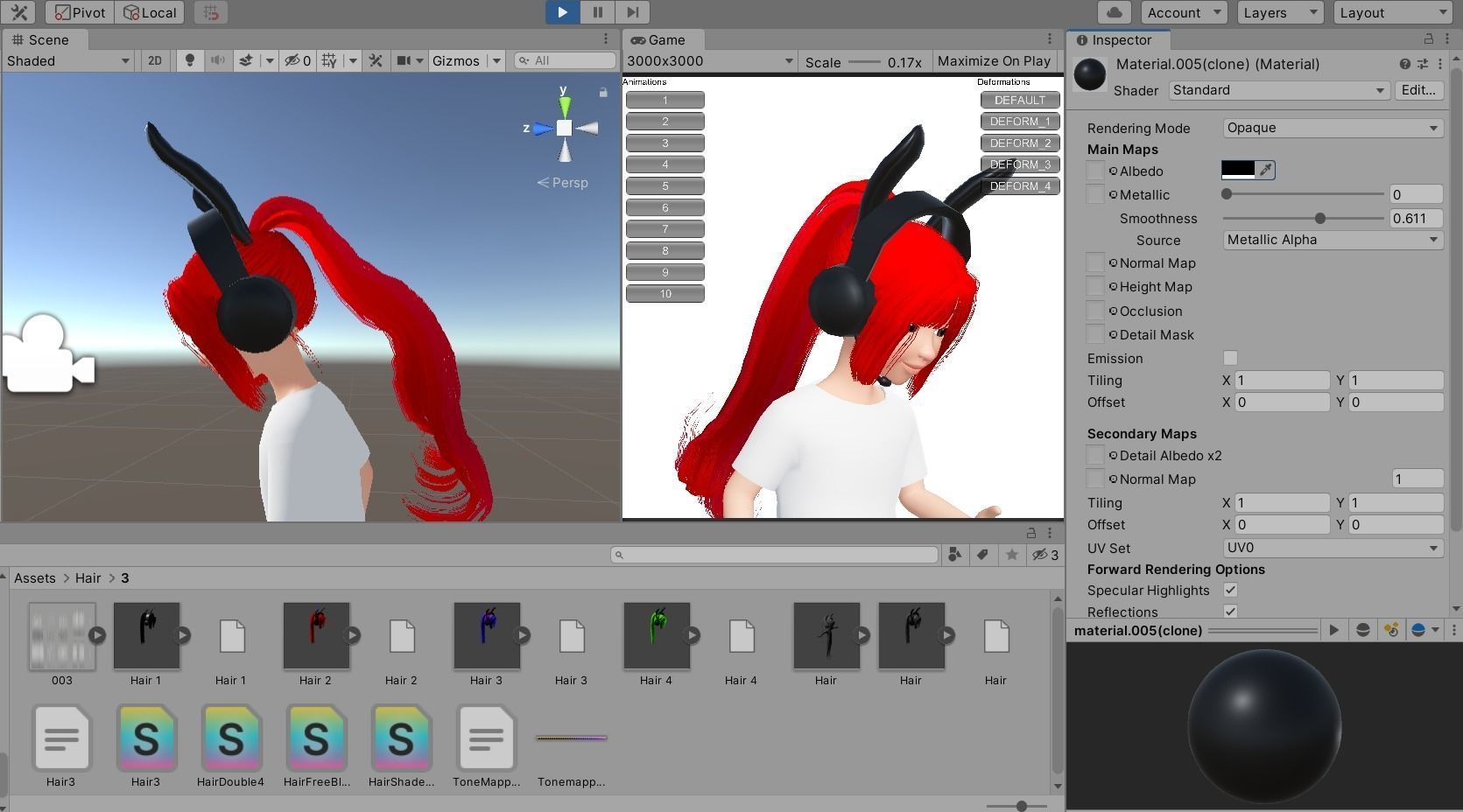 3D model Hair with Headphone 3D Modeling Zepeto Unity Prefab FBX 003 VR ...