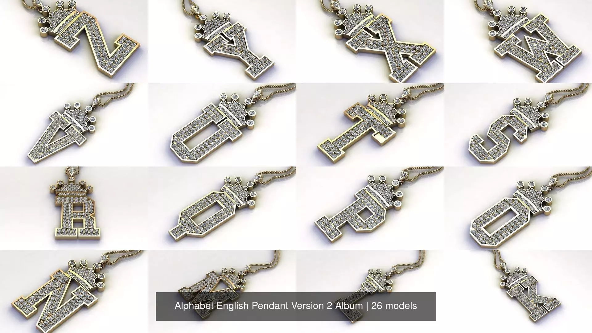 Alphabet English Pendant Version 2 Album 3D Model Collection
