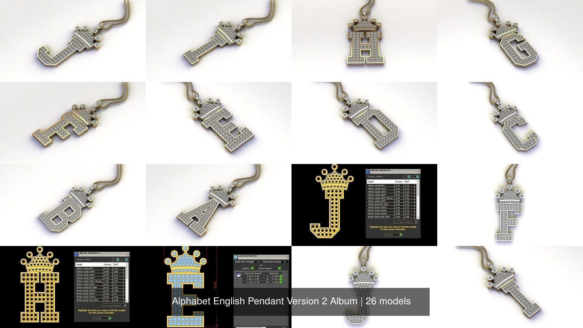 Alphabet English Pendant Version 2 Album 3D Model Collection_3