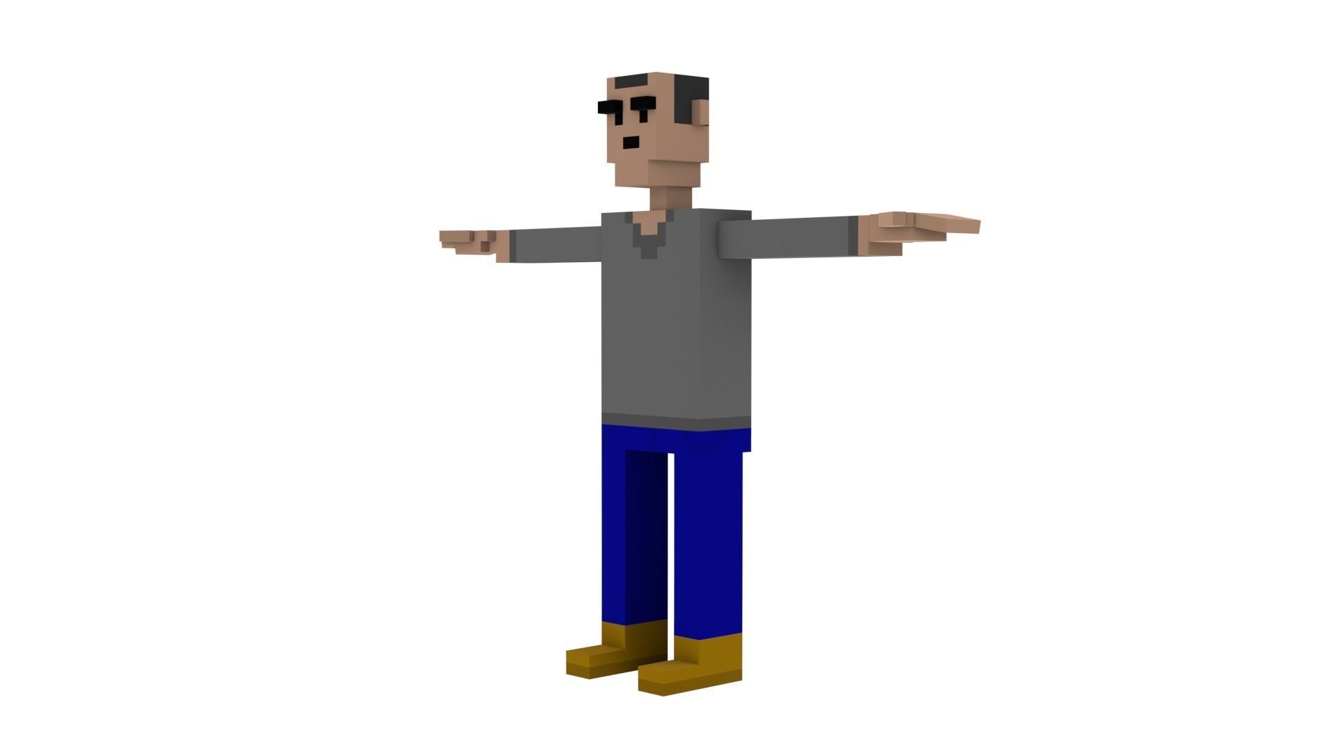 CIVILIANS 9 VOXEL CHARACTER Low-poly 3D model_2