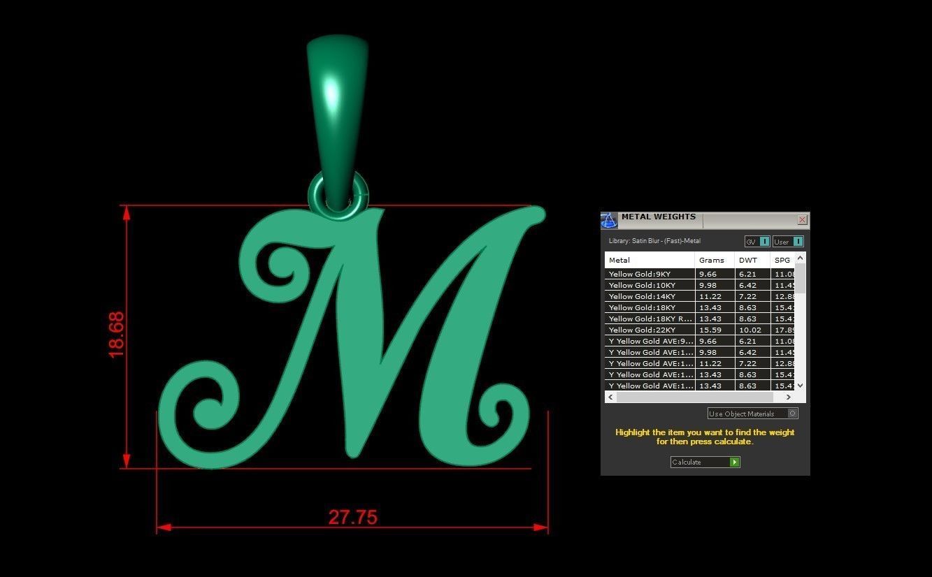 M Letter Version 3 3D print model_1