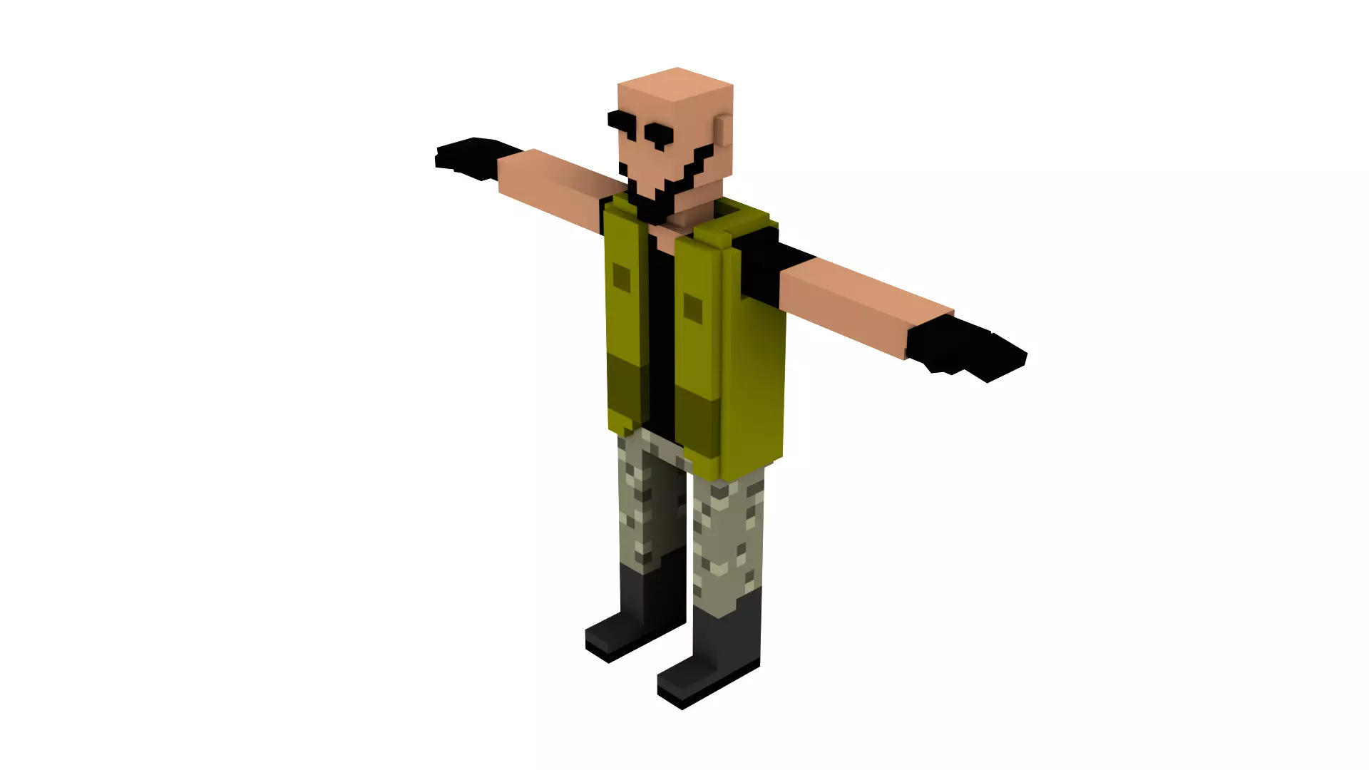 MOTORCYLES CLUB VOXEL CHARACTER Low-poly 3D model_0