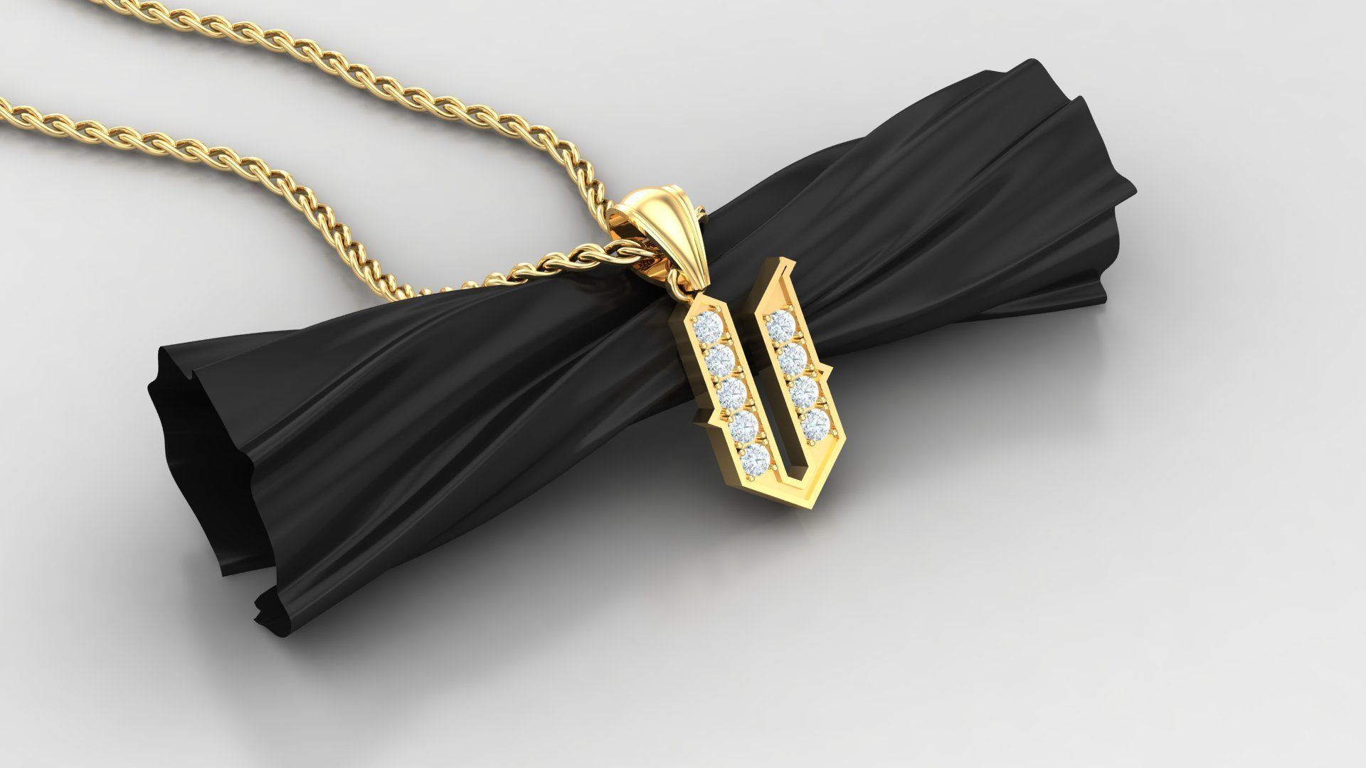 V Letter Pendant Alphabet Version 5 3D print model_2