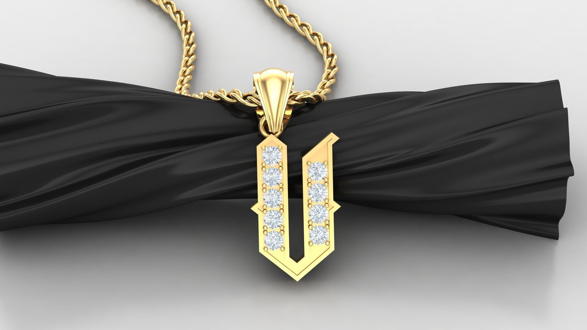 V Letter Pendant Alphabet Version 5 3D print model_3
