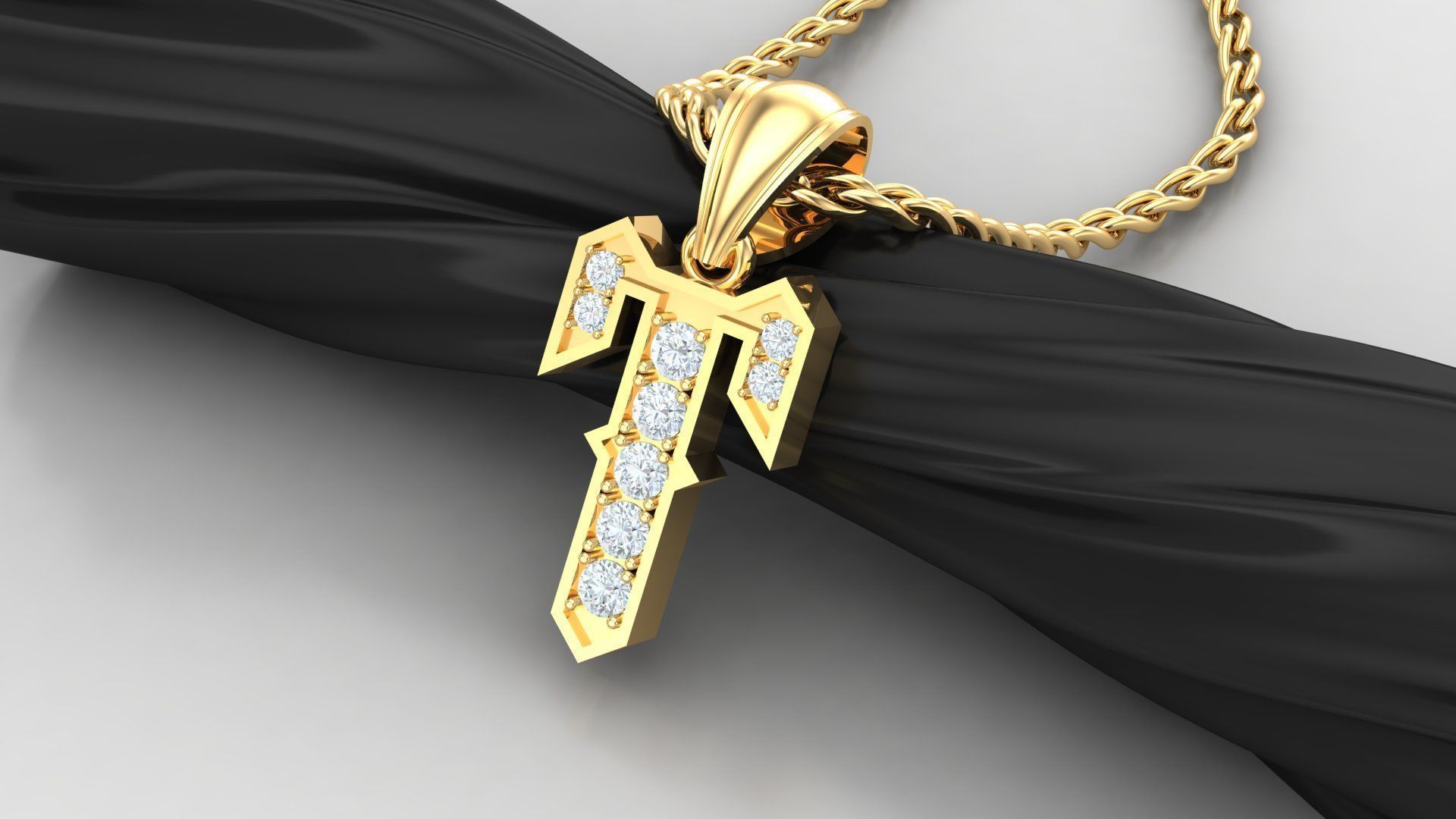 T Letter Pendant Alphabet Version 5 3D print model_4