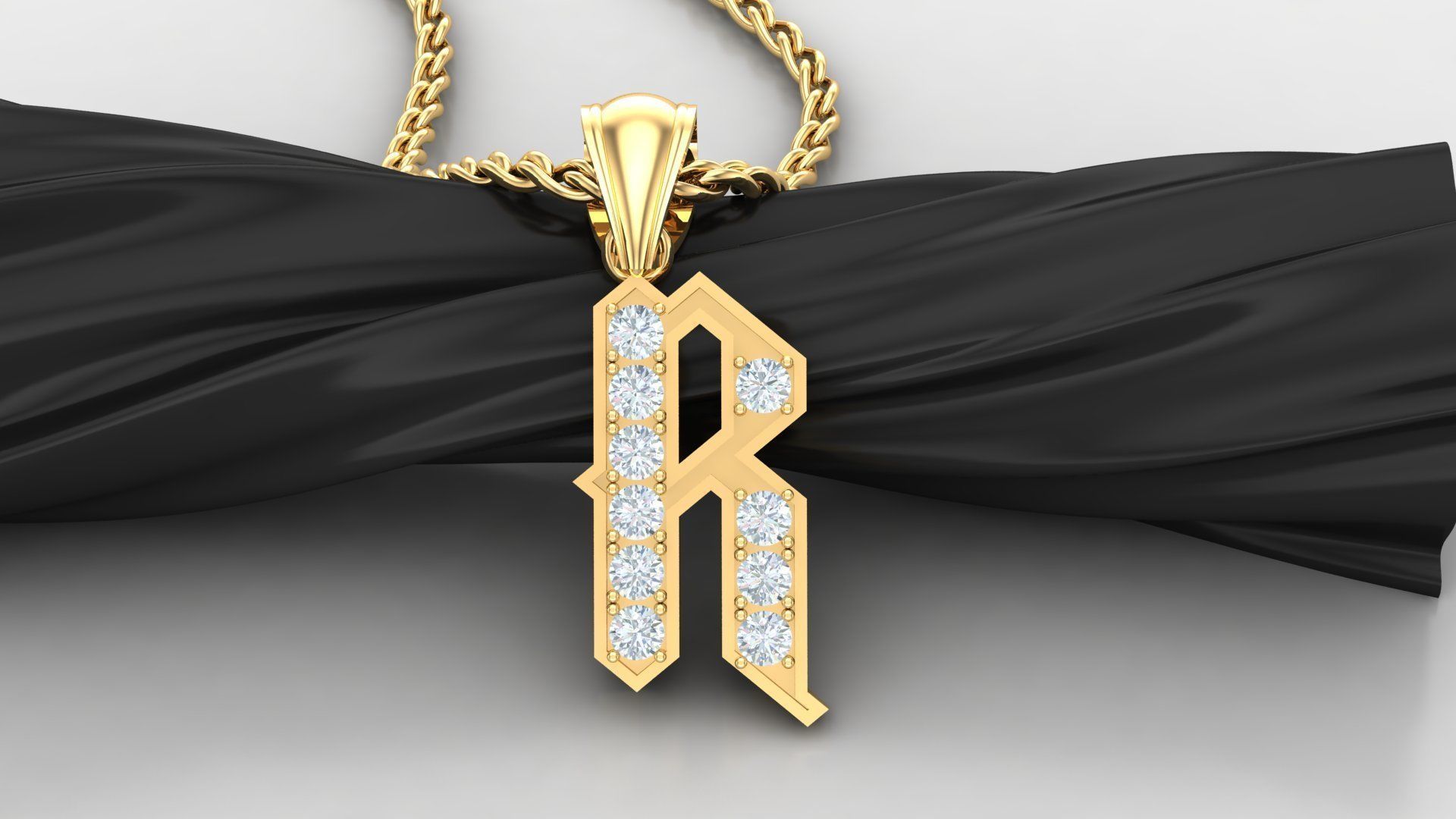 R Letter Pendant Alphabet Version 5 3D print model_3