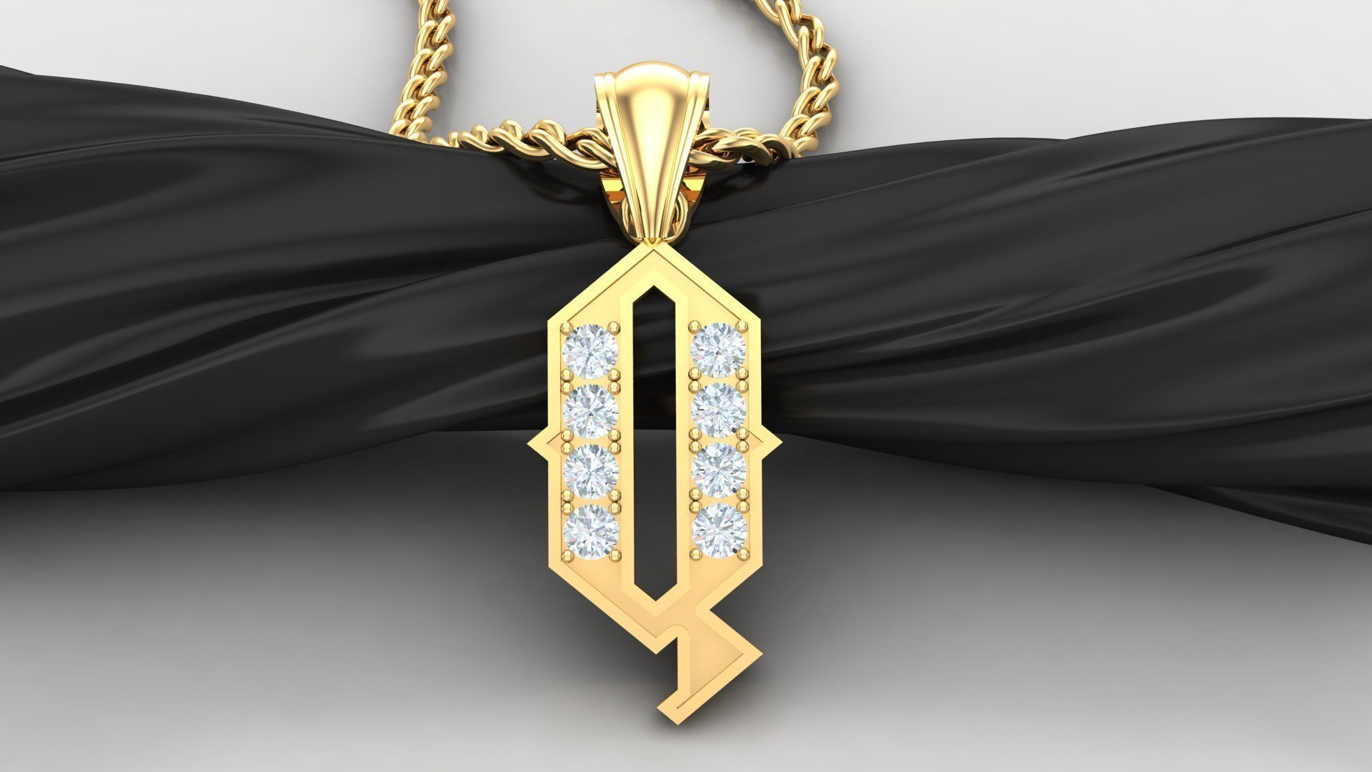 Q Letter Pendant Alphabet Version 5 3D print model_3