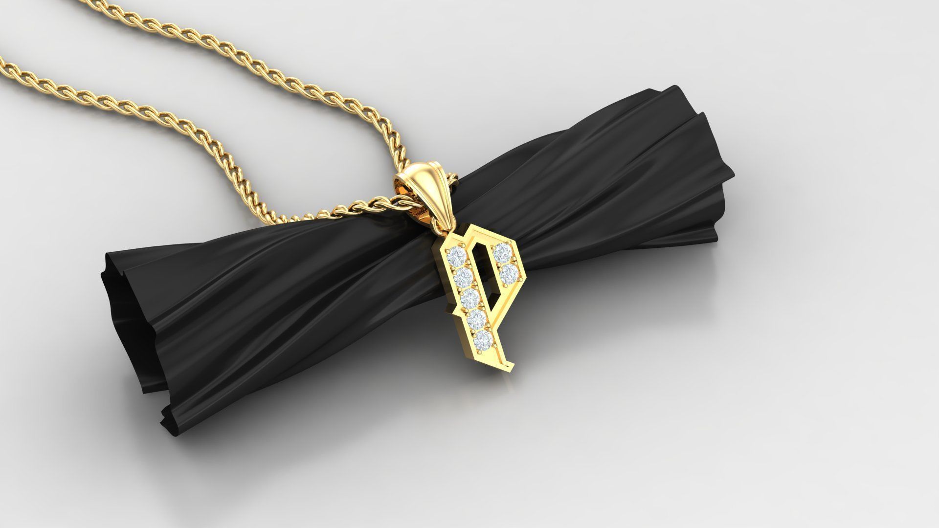 P Letter Pendant Alphabet Version 5 3D print model_2