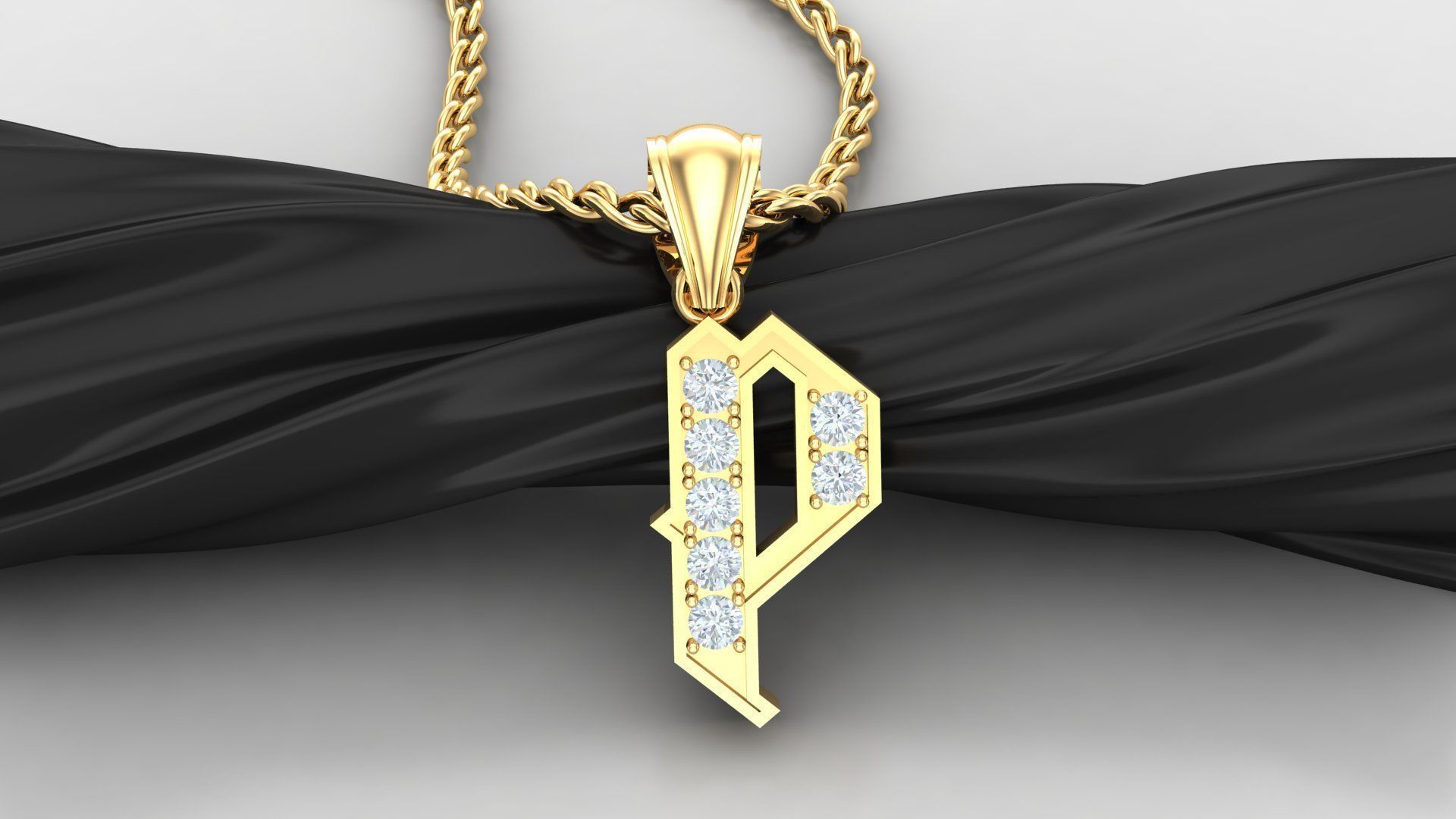 P Letter Pendant Alphabet Version 5 3D print model_3