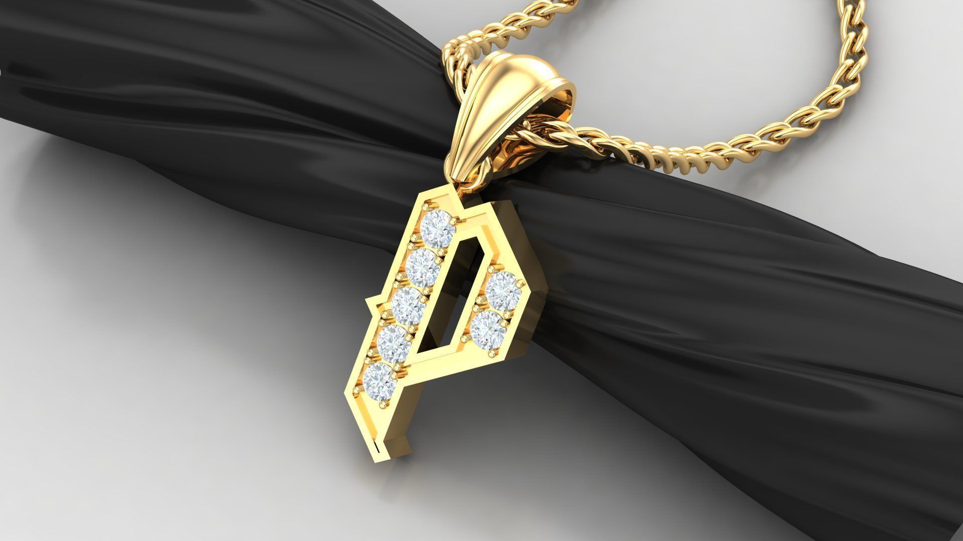 P Letter Pendant Alphabet Version 5 3D print model_4