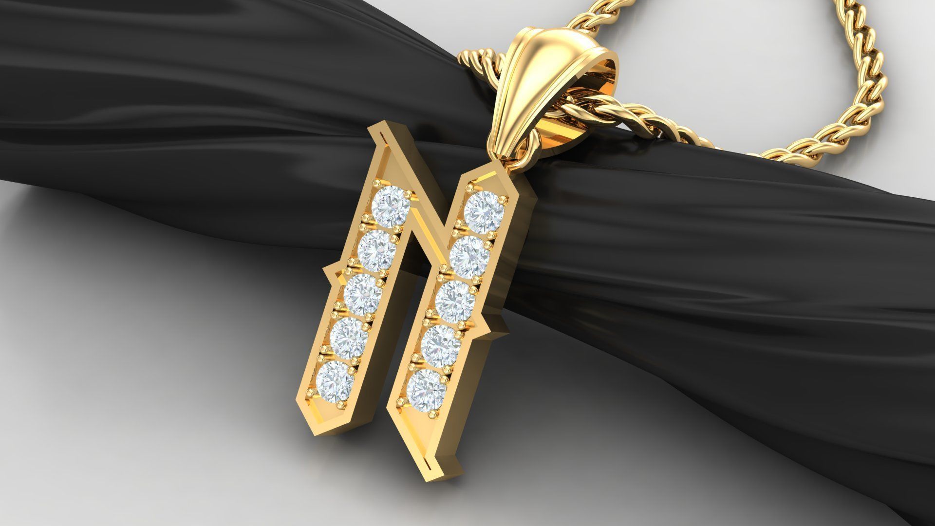 N Letter Pendant Alphabet Version 5 3D print model_4