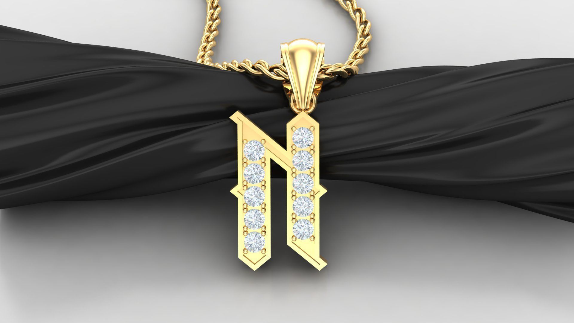 N Letter Pendant Alphabet Version 5 3D print model_3