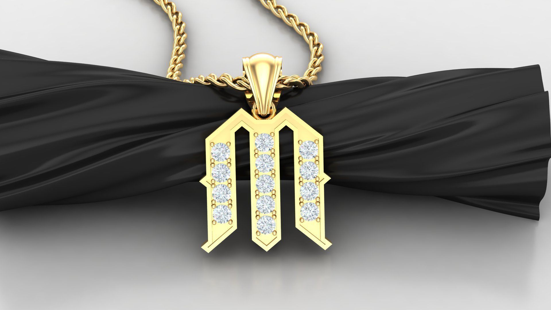 M Letter Pendant Alphabet Version 5 3D print model_3