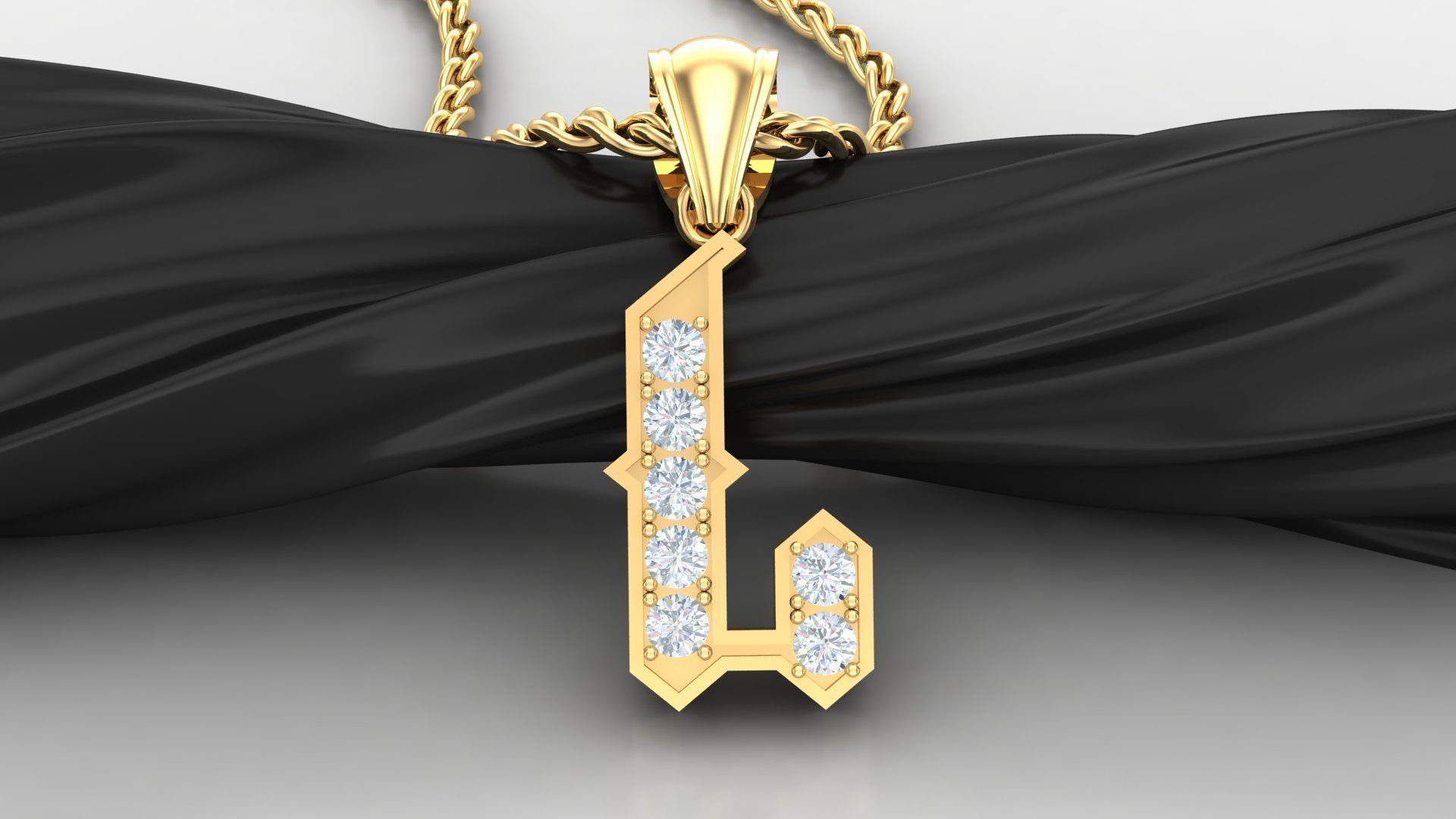 L Letter Pendant Alphabet Version 5 3D print model_3