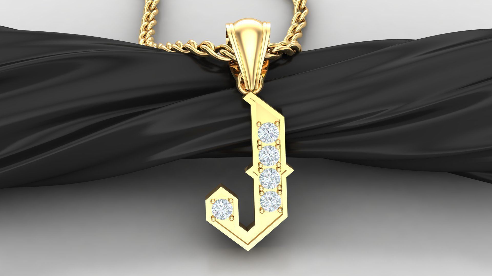 J Letter Pendant Alphabet Version 5 3D print model_2