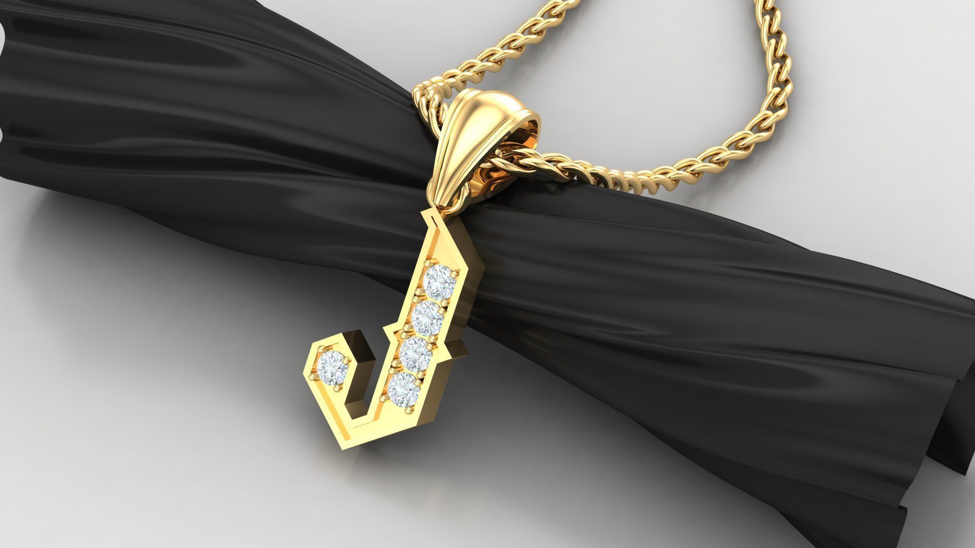 J Letter Pendant Alphabet Version 5 3D print model_3