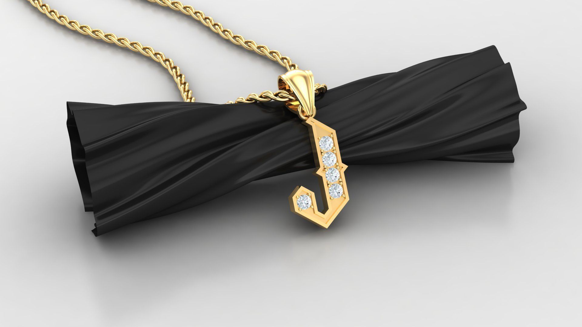 J Letter Pendant Alphabet Version 5 3D print model_4