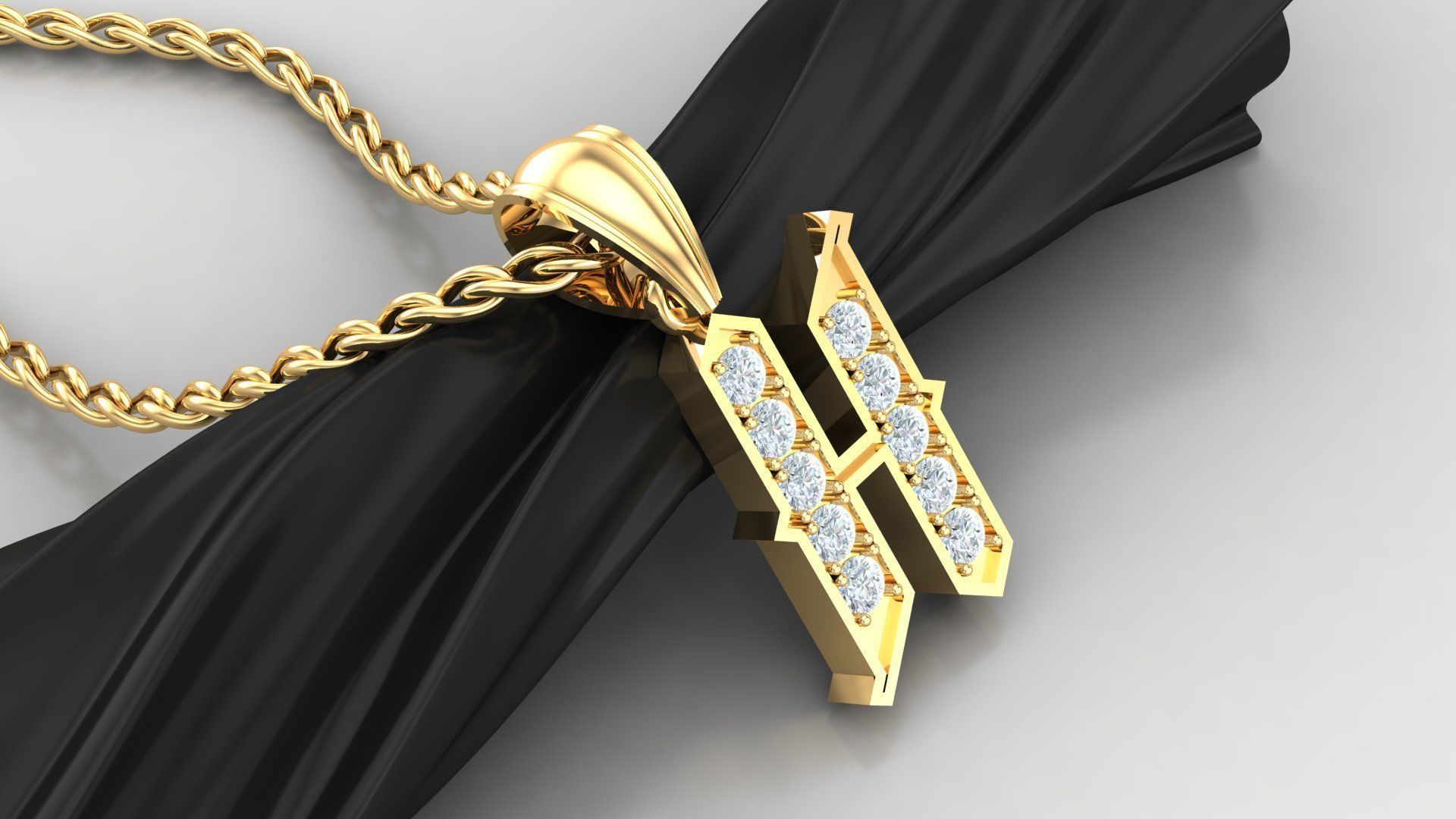 H Letter Pendant Alphabet Version 5 3D print model_3