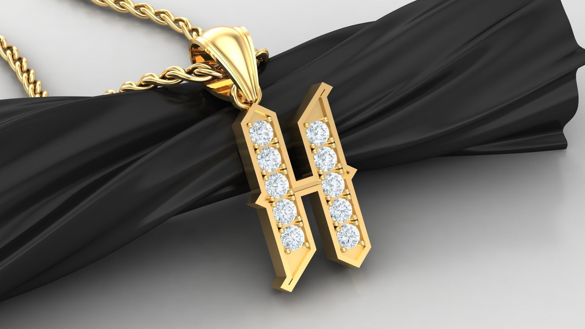 H Letter Pendant Alphabet Version 5 3D print model_1