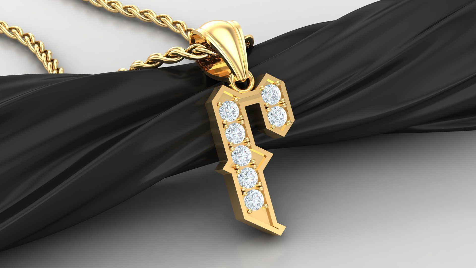 F Letter Pendant Alphabet Version 5 3D print model_3